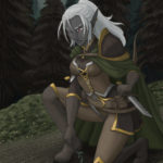 Trix, Dark Elf Bounty Hunter, illustration by Catilus